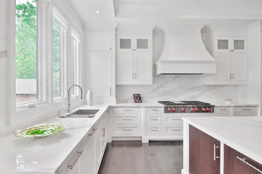 White coloured base kitchen cabinets for modular kitchen cabinet design - Beautiful Homes