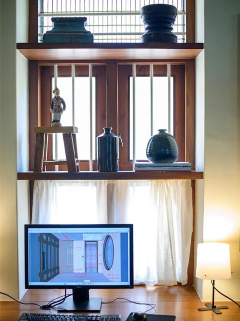 Home Office Table Attached to the Window - Beautiful Homes